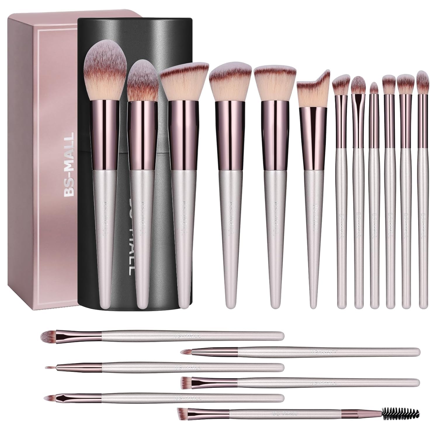 BS-MALL Makeup Brush Set Review: 18 Brushes, Champagne Finish, Surprisingly Luxe